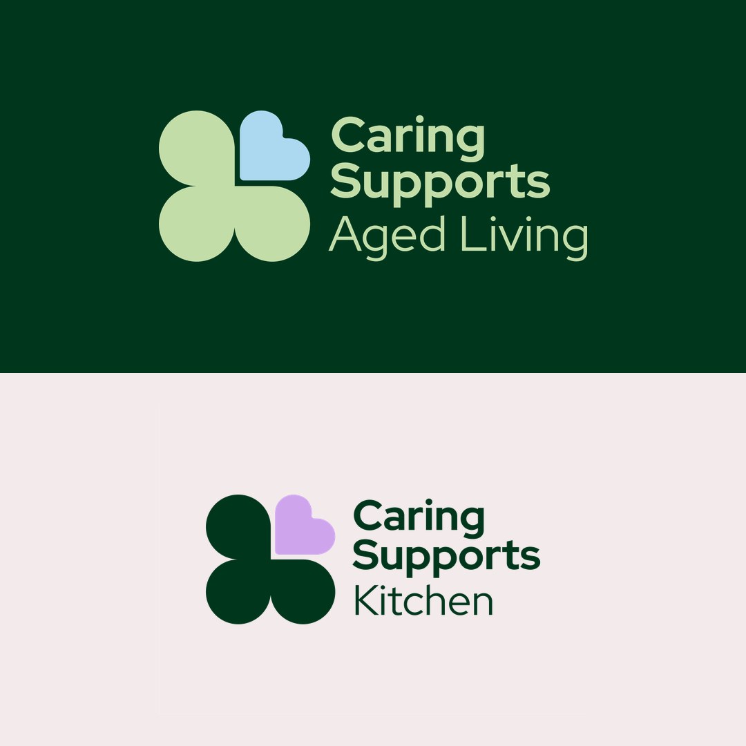 Caring Supports For You Aged Living and Kitchen sub-brand logos