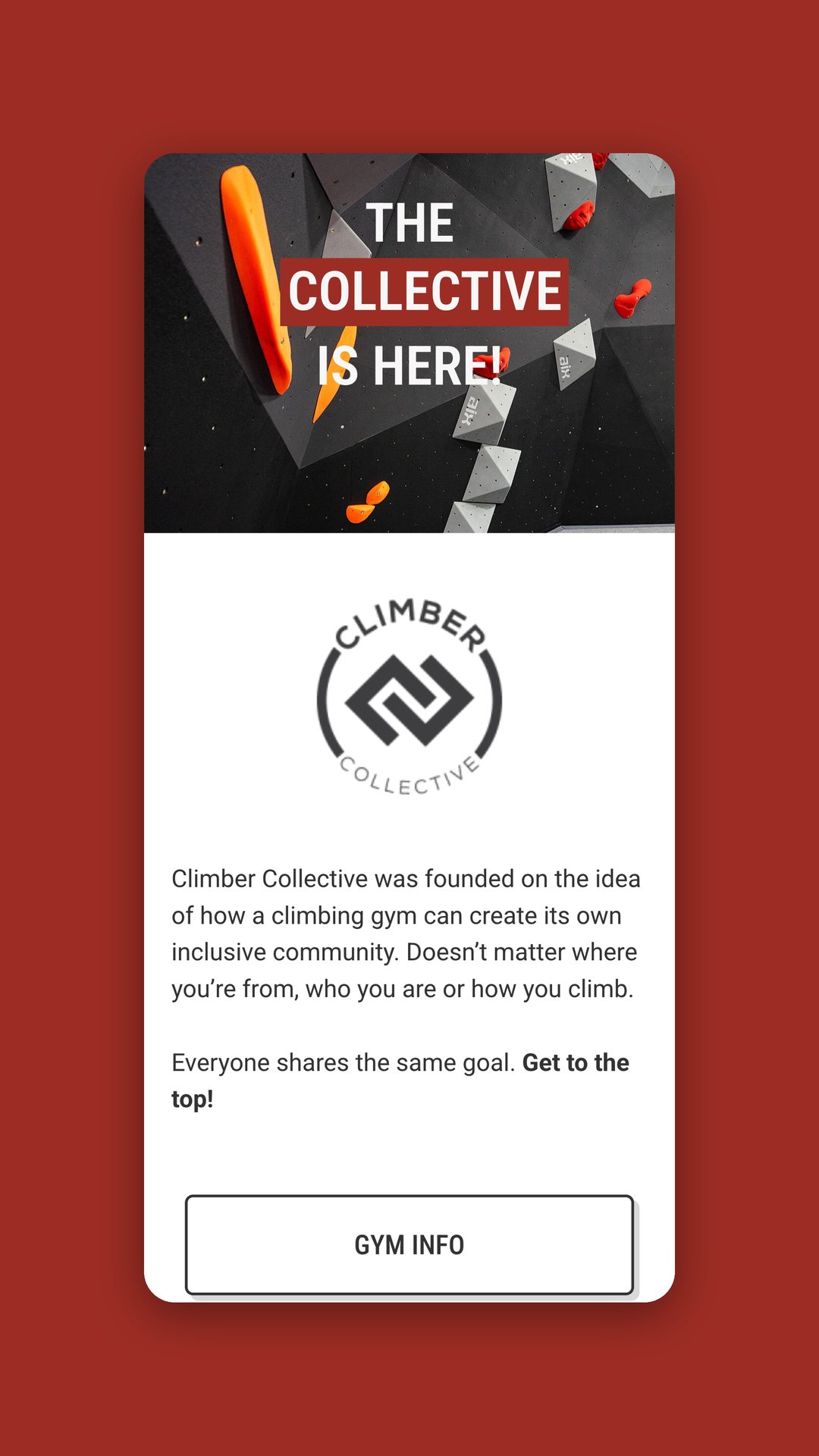 Mobile view of the intro page headed The Collective is here