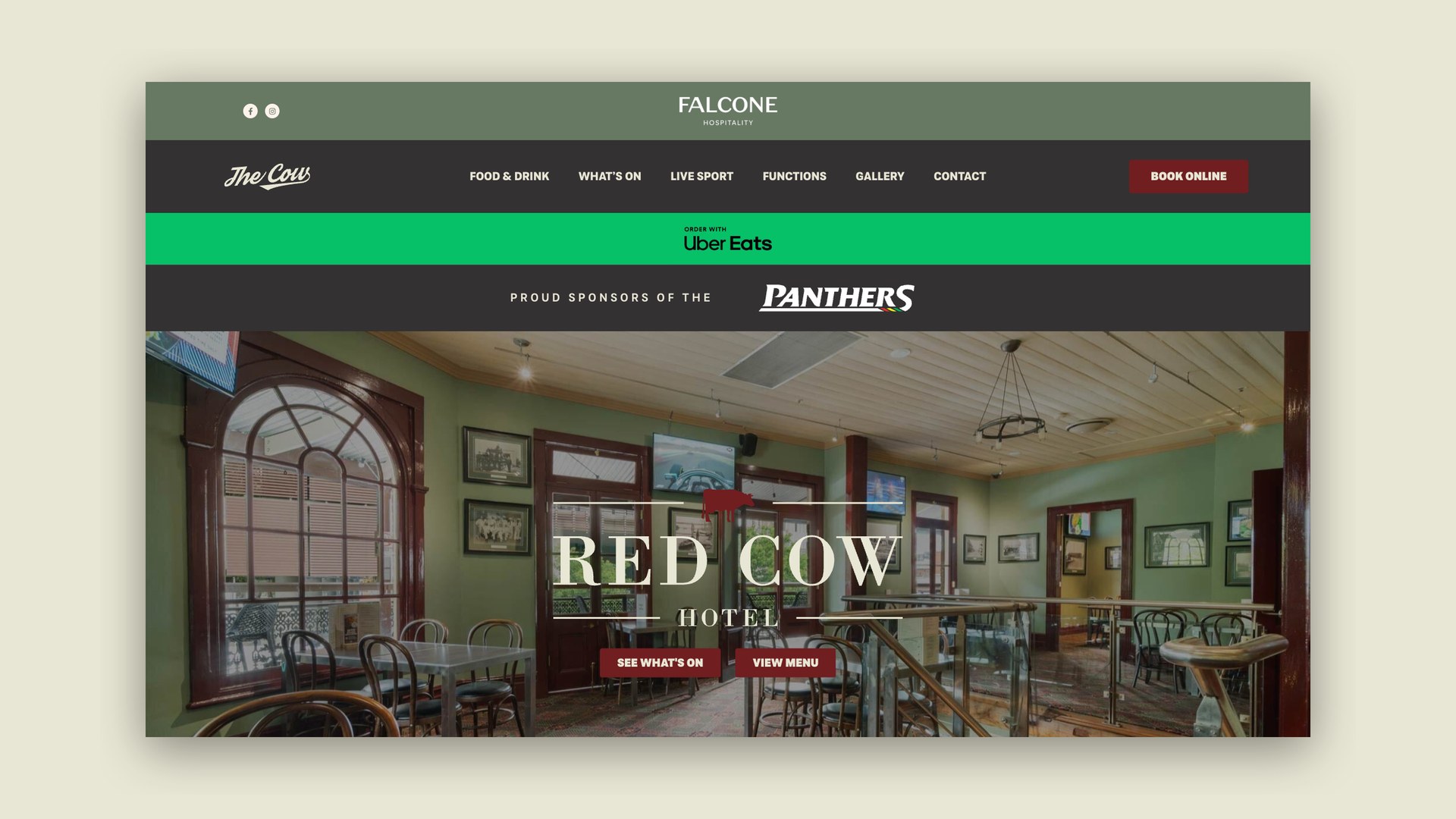 Red Cow Hotel website homepage