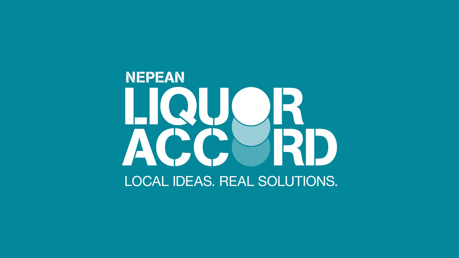 Nepean Liquor Accord logo in white on teal with the line Local ideas. Real solutions.