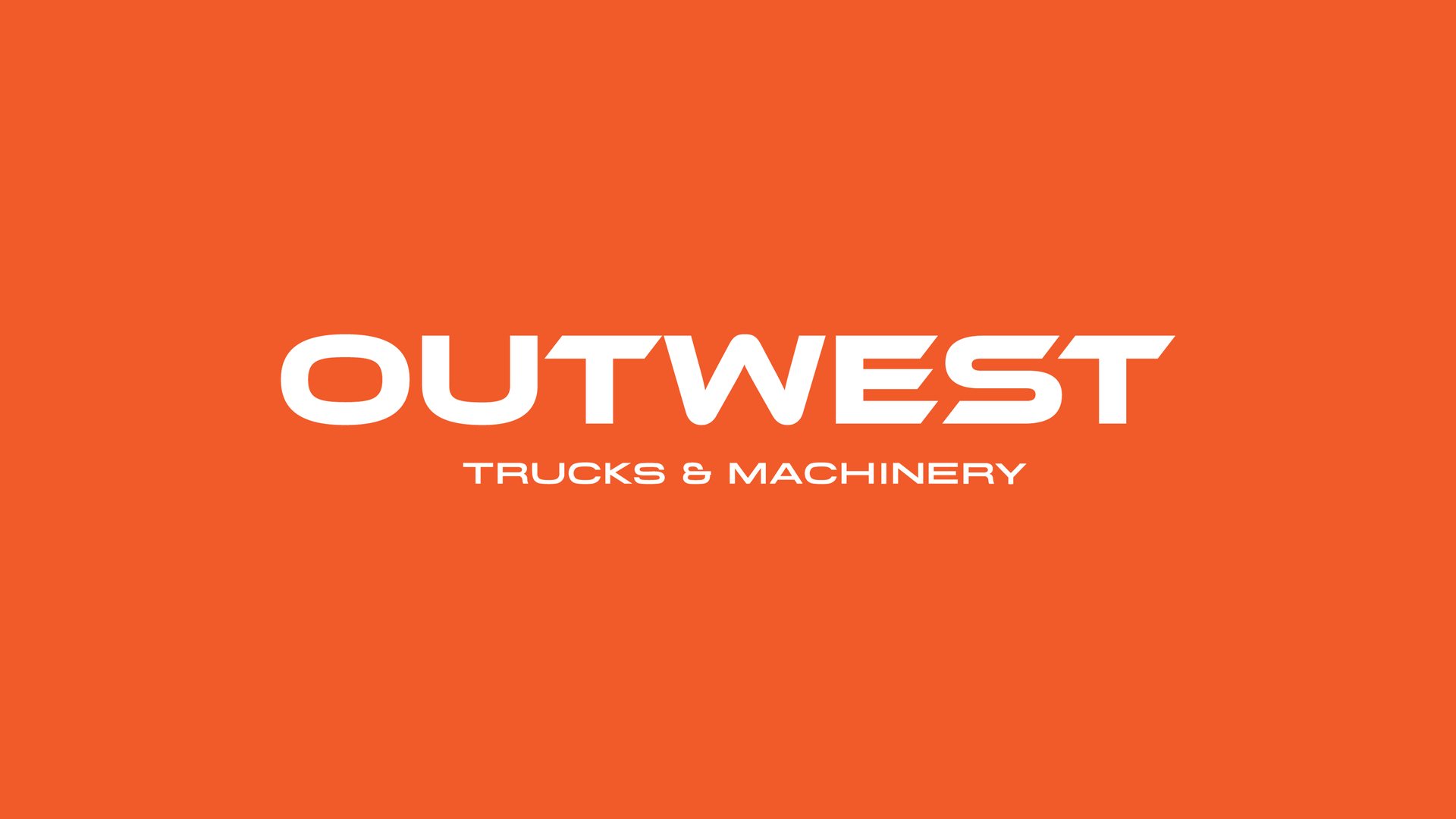 OutWest Trucks & Machinery logo in white on orange