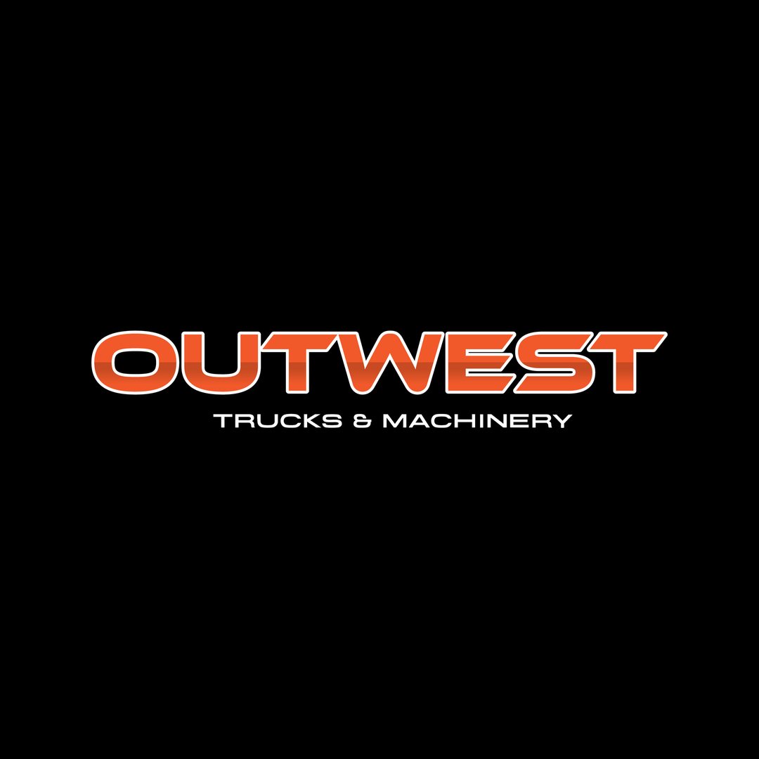OutWest Trucks & Machinery logo in orange on black